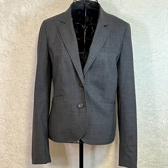 J CREW Womens Wool Classic Schoolboy Blazer Suit Jacket Size 4 Dark Gray Lined